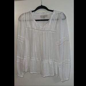 L White Peasant Top LOFT